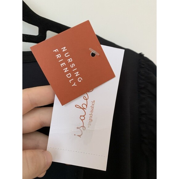 NWT Isabel by Ingrid & Isabel Maternity Nursing Wrap Top Black 3/4 Sleeve- Sz S - Picture 8 of 10